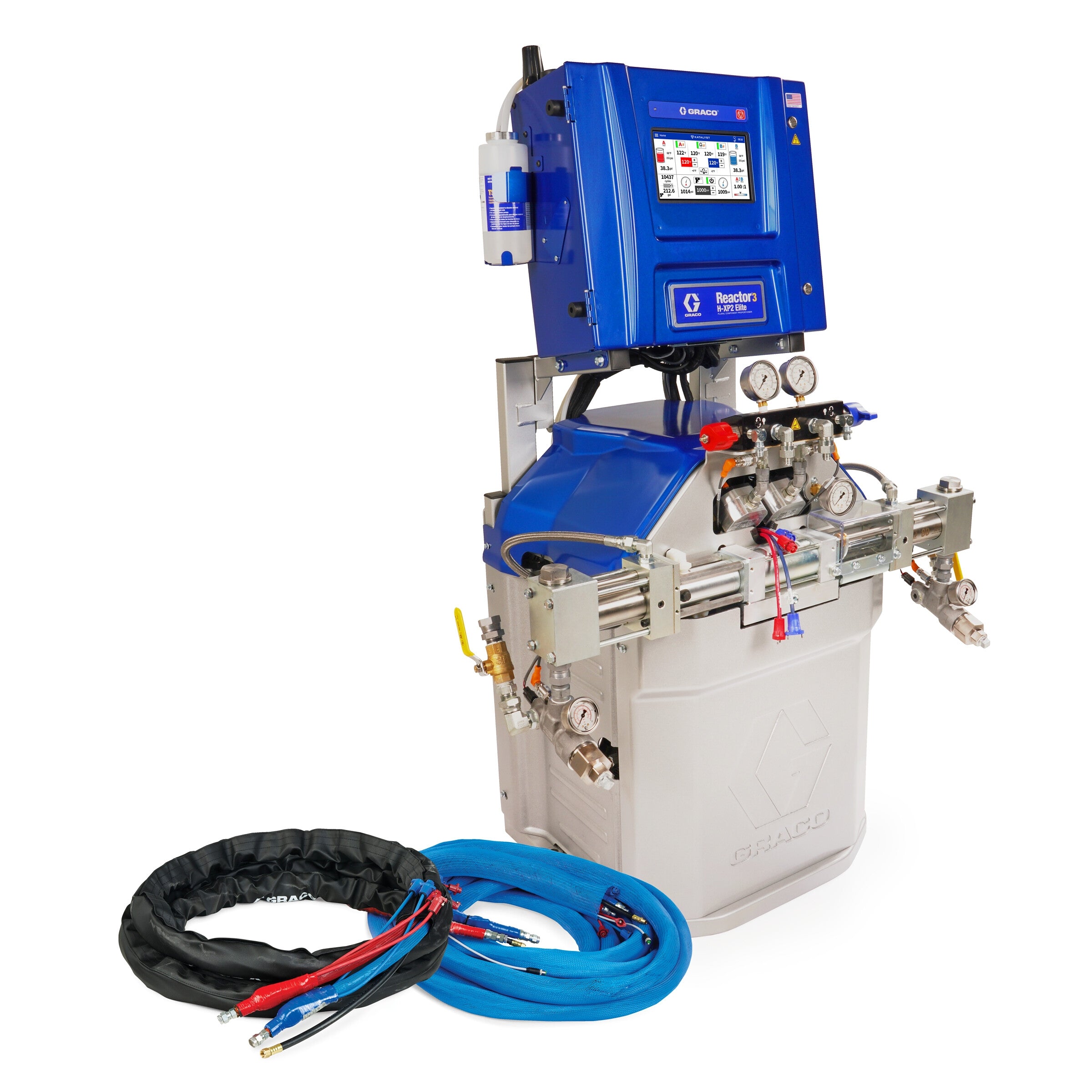 ESR367 - Reactor 3 H-XP2 Elite Tier Polyurea Proportioner Package, 50 ft External Heated Hose, 20 ft Xcelerator Whip Hose, 60 Hz