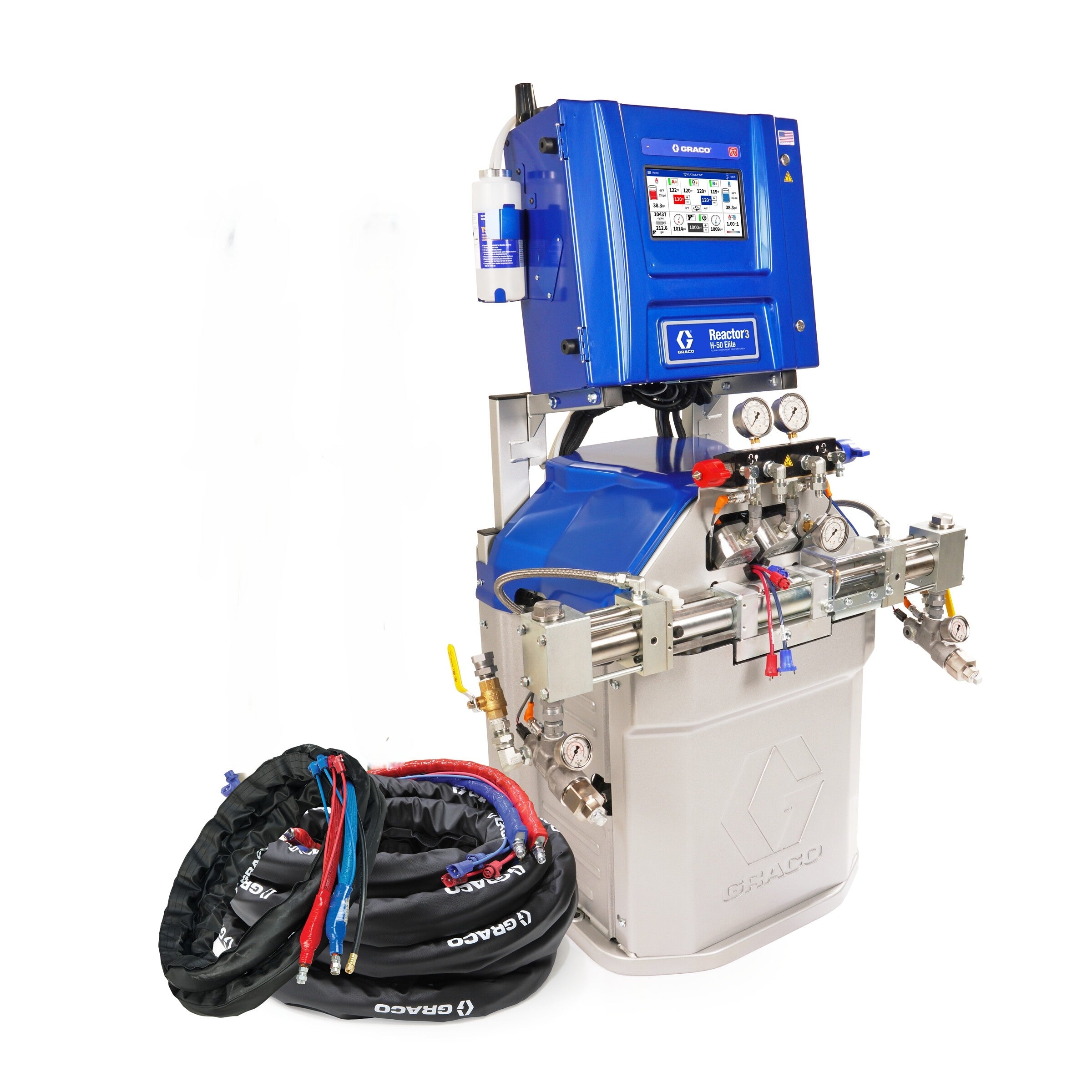 ISR377 - Reactor 3 H-50 Elite Tier Spray Foam Proportioner Package, 50 ft Internal Heated Hose, 20 ft Xcelerator Whip Hose, 230V